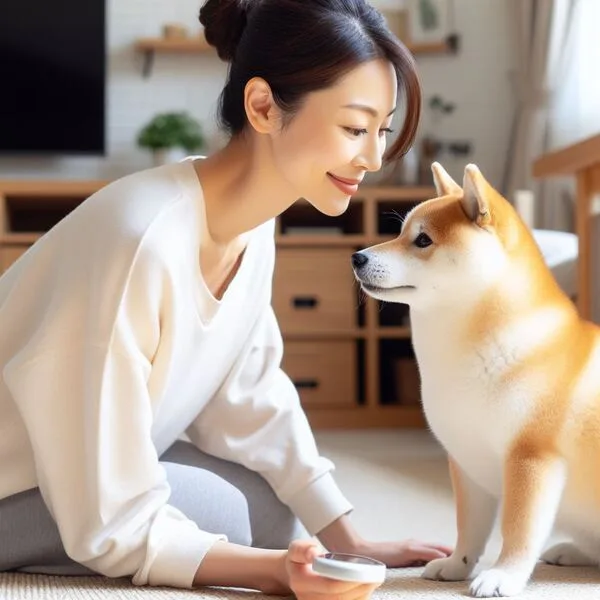 Shiba Inu concentrado en un juguete de inteligencia con golosinas