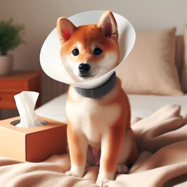 Shiba Inu recibiendo atención veterinaria especializada para el tratamiento de alergias crónicas