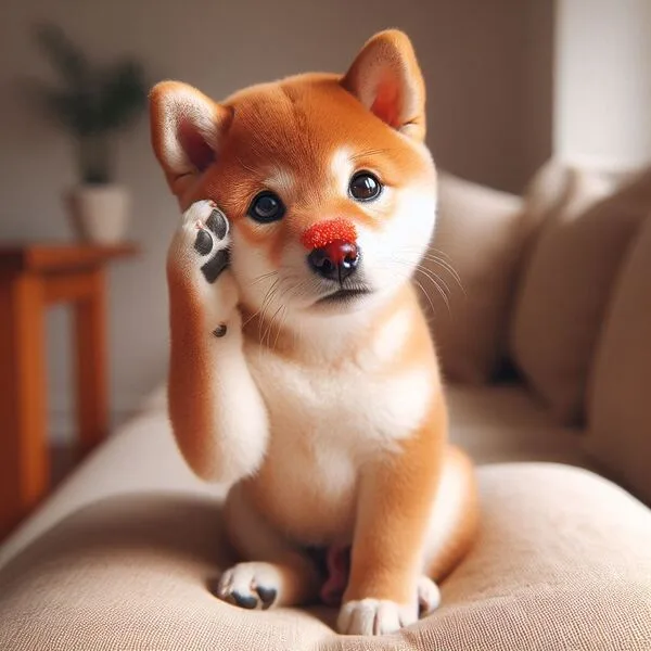 Propietario cepillando el pelaje doble de un Shiba Inu para mantener su piel sana
