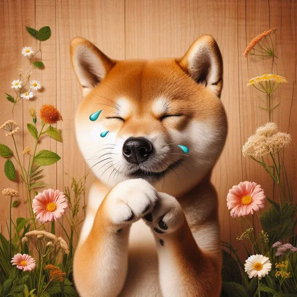 Veterinario examinando la piel de un Shiba Inu para diagnosticar alergias cutáneas