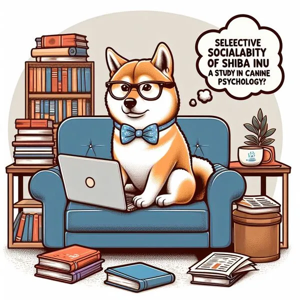 Shiba Inu observando a personas con cautela, mostrando su sociabilidad selectiva