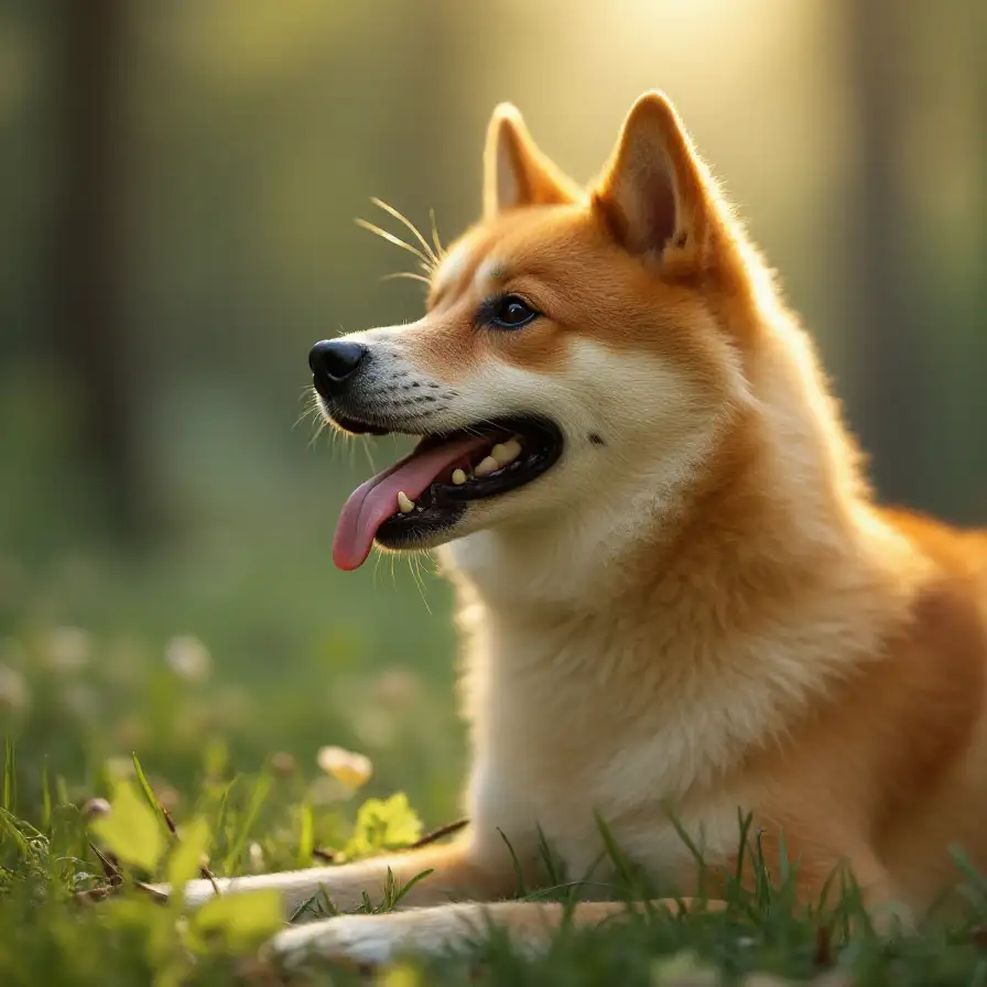 Shiba Inu explorando con curiosidad un juguete interactivo de enriquecimiento