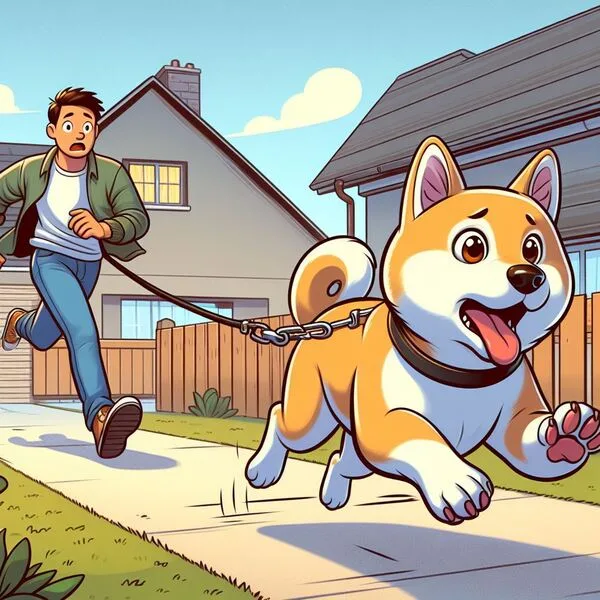 Shiba Inu observando la valla del jardín con actitud exploratoria