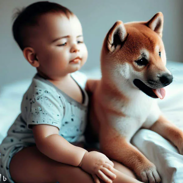 Shiba Inu interactuando con un niño, socialización positiva