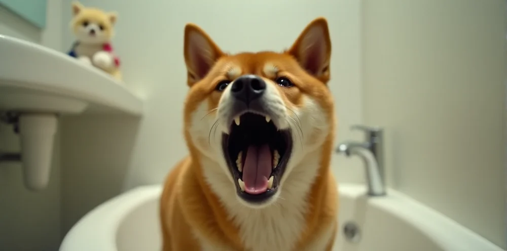 Shiba Inu mostrando incomodidad ante una situación que detona el grito