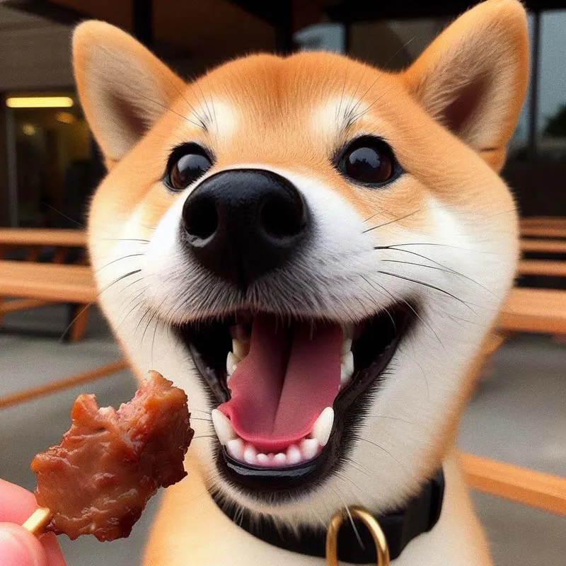Shiba Inu adulto comiendo con apetito