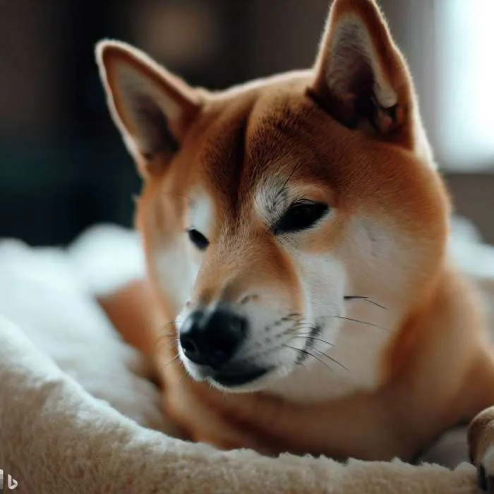 Shiba Inu en su cama favorita