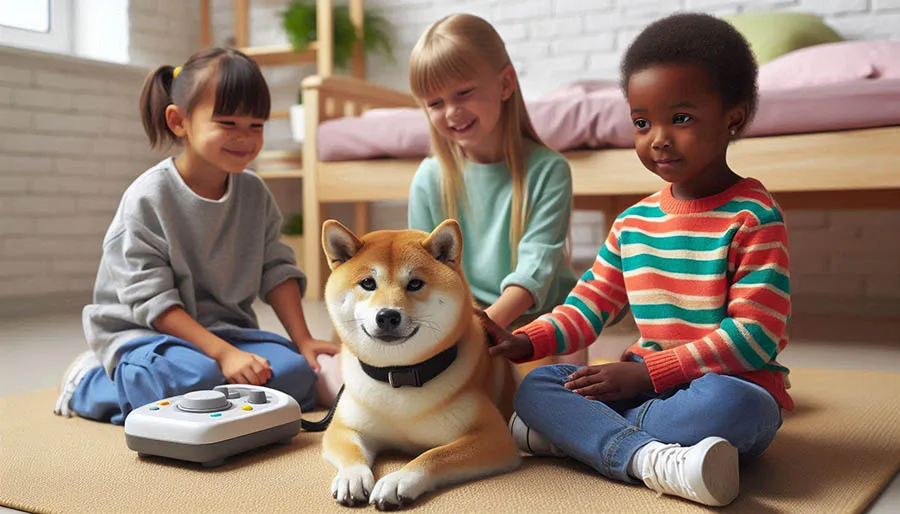Shiba Inu participando en una sesión de terapia con niños con trastorno del espectro autista