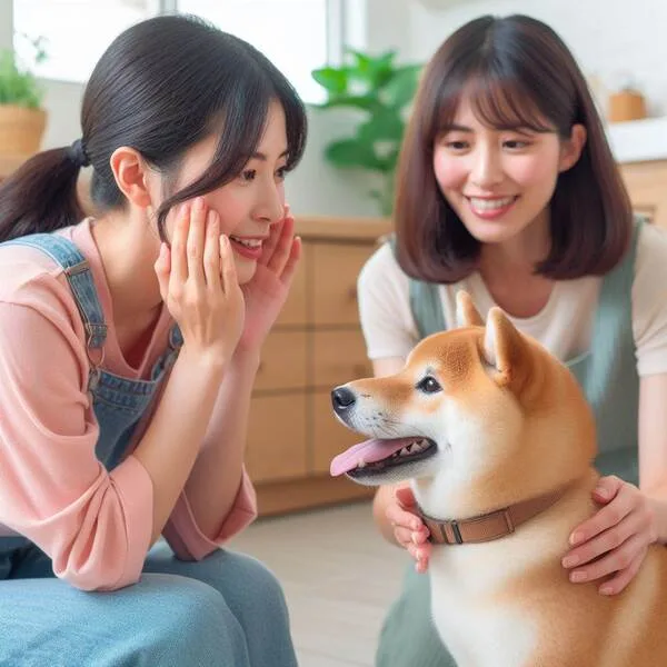 Propietario entrenando a su Shiba Inu con técnicas de refuerzo positivo