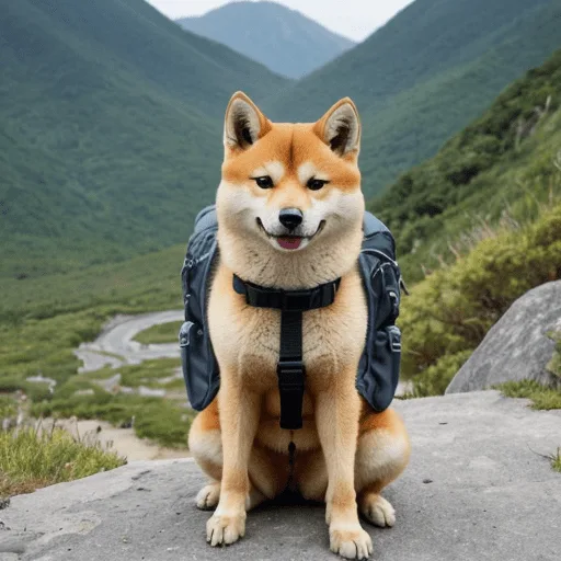 Shiba Inu viajando seguro en el asiento trasero del coche con arnés de seguridad